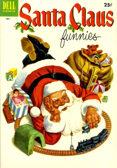 Cover for Dell Comics 1952 issue of Santa Claus Funnies