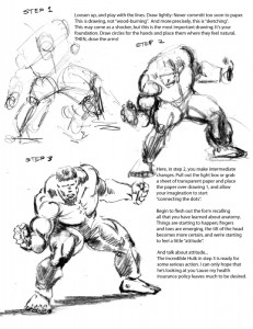 Drawing the Hulk step-by-step