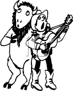 Singing cowboy and buffalo